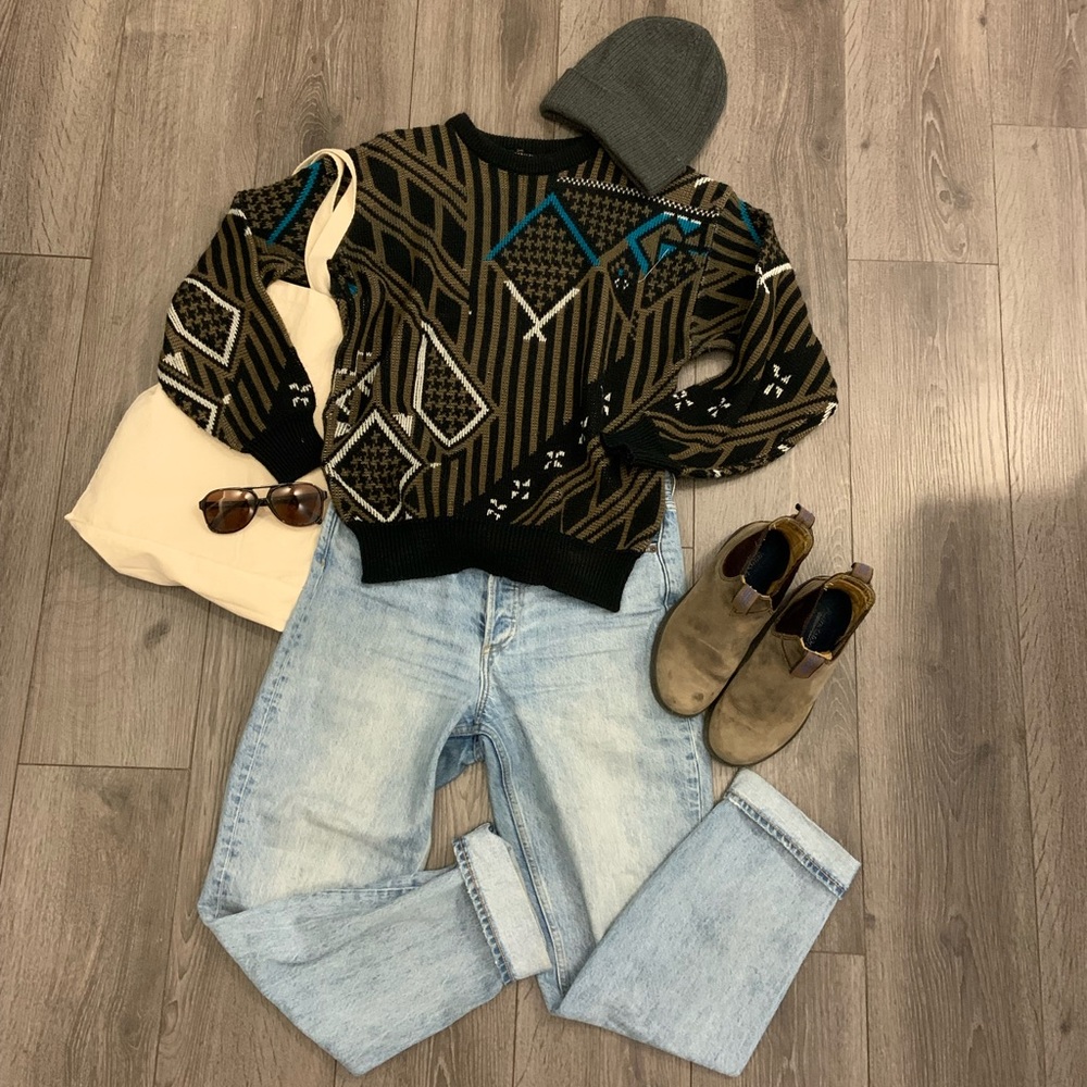 Cozy Black & Brown Knit Sweater
